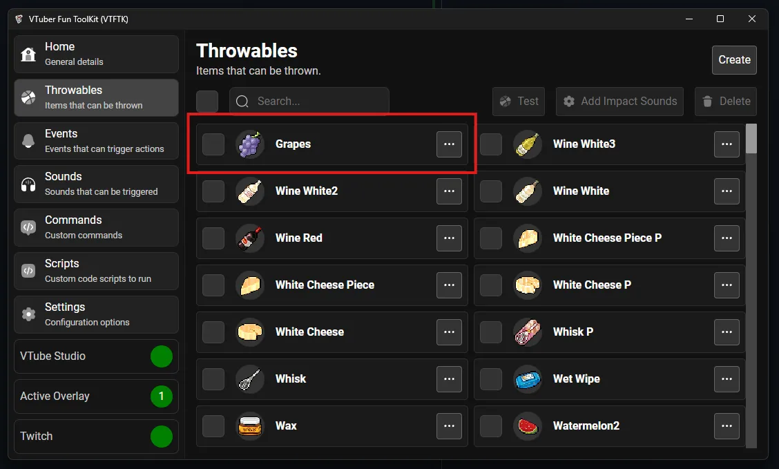 Throwables list with new throwable