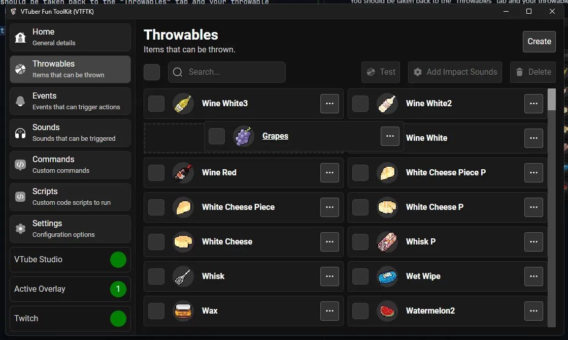 Dragging throwable within list